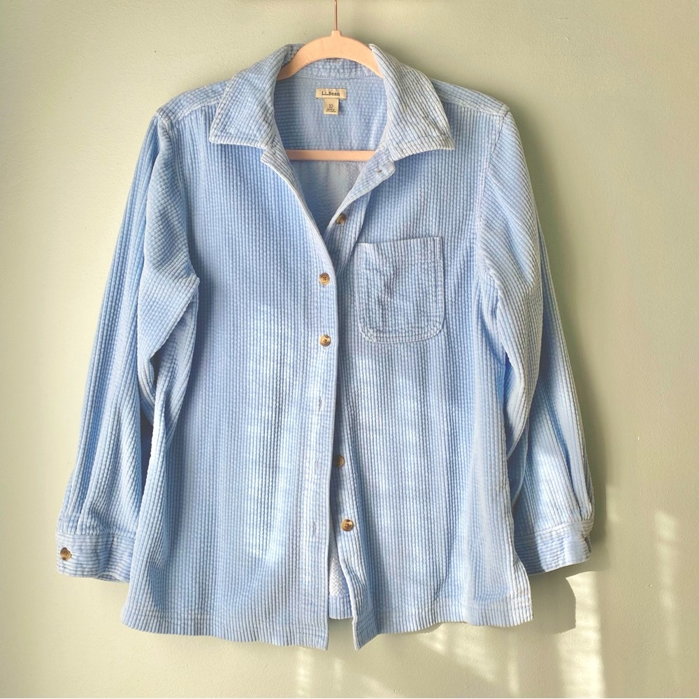 L.L. Bean Vintage Light Blue Corduroy Button down Shirt Jacket